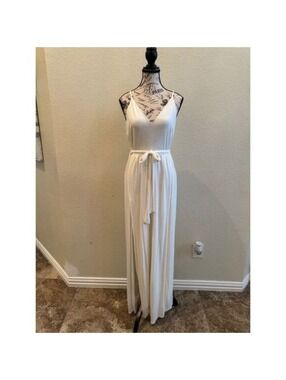 Just Breathe White Sleeveless Slit-Leg Jumpsuit | Lulus | Large | #0131